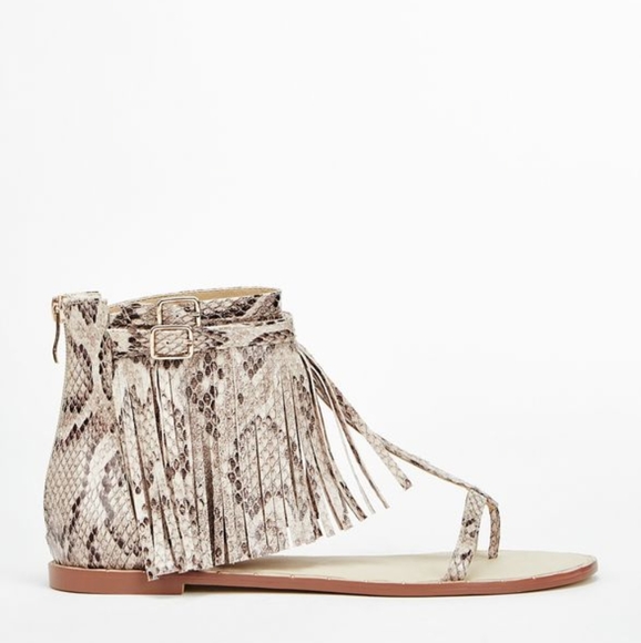 JustFab Winnifred reptile fringe sandals size 6½ - Picture 3 of 10